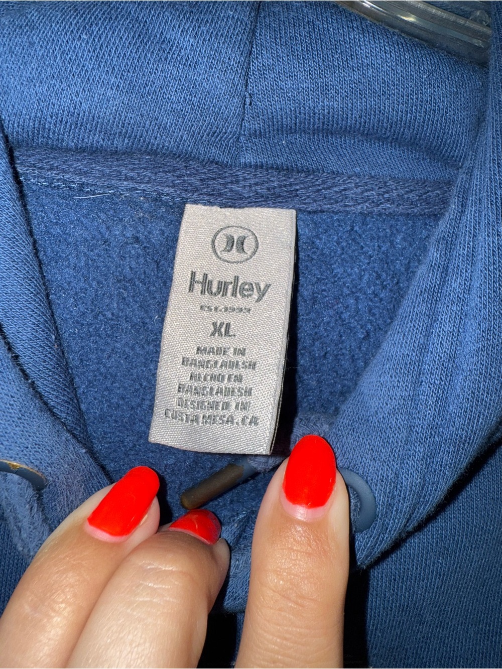Hurley Blue Pullover Hoodie with Center Logo - Picture 2 of 2